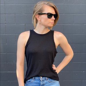 STYLISH STAPLE ♠️ BLACK RACERBACK Classic crew neck ribbed tank top